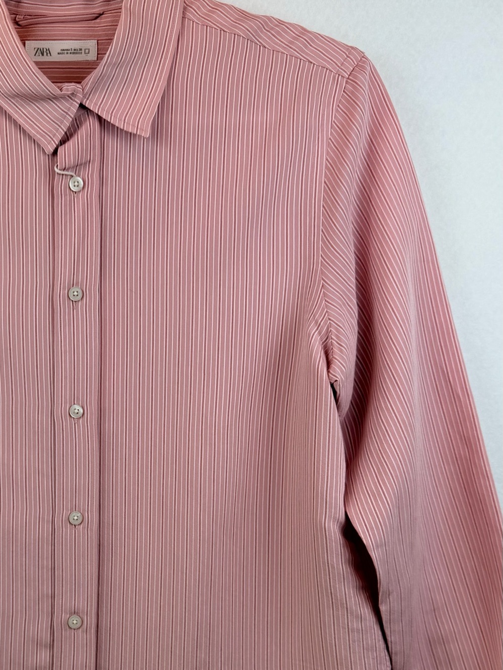 ZARA Men's Pink Striped Button-Up Shirt Size S